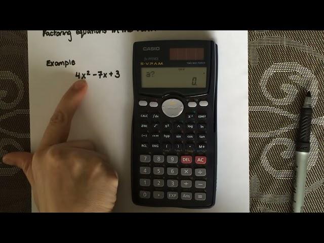 Factoring a quadratic equation using a calculator Casio fx 991Ms