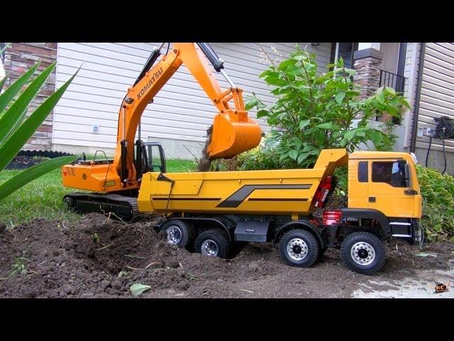 RC ADVENTURES - 1/12 Scale Earth Digger 4200XL Excavator & 1/14 8x8 Armageddon Dump Truck