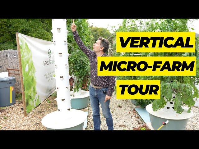 Outdoor vertical tower farms- Grow 950% more produce in any location using 5% water.