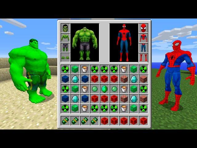 REALISTIC HULK vs SPIDER MAN Inventory Shop! MINECRAFT SUPERHERO INVENTORY CHALLENGE Animation!