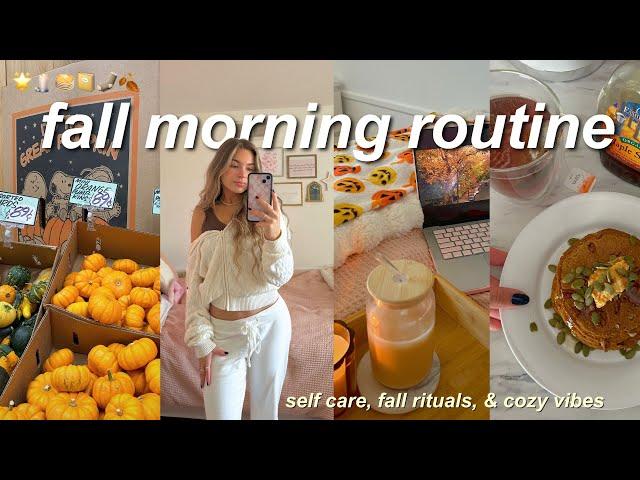 COZY FALL MORNING ROUTINE ️ pumpkin pancakes, shopping, & skincare
