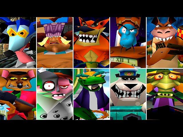 All Boss Fights (No Damage) Crash Bandicoot Playstation One Games [4K 60FPS PS1]