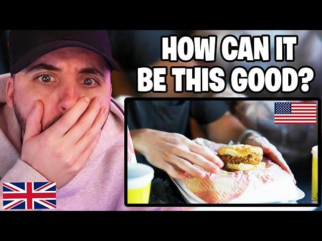 Brit Reacts to Brits try Chicken and Biscuits for the first time in America!