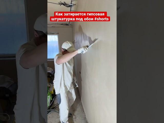 Как затирается гипсовая штукатурка под обои (глянцевание гипсовой штукатурки) #shorts #штукатурка