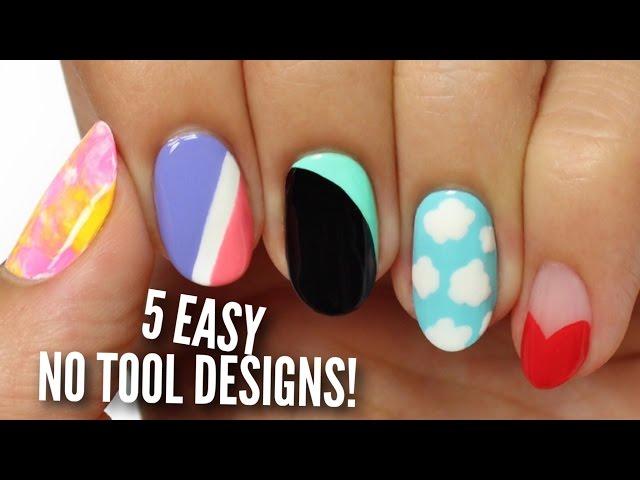 No Tool Nail Art: 5 Easy & Cute Designs!