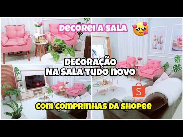 DECORAÇÃO NOVA NA SALA DE TV TUDO NOVO COM COMPRINHAS DA SHOPEE SALA CLEAN DECOREI