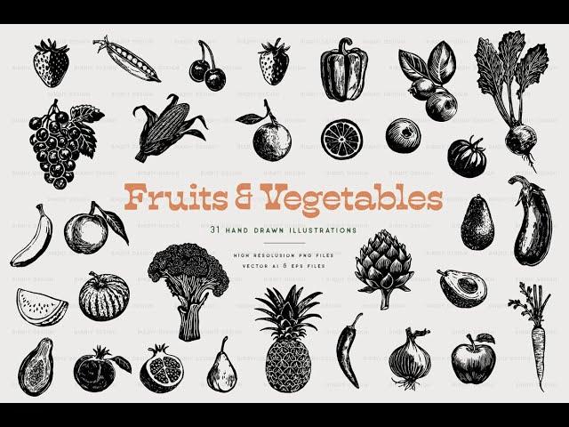 Fruit and Vegetable Illustrations Stock Graphics Download