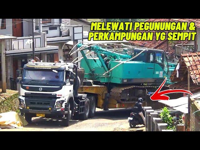 Extreme dan berbahaya! Truk Volvo 440 fmx melewati jalan pegunungan dan perkampungan yang sempit