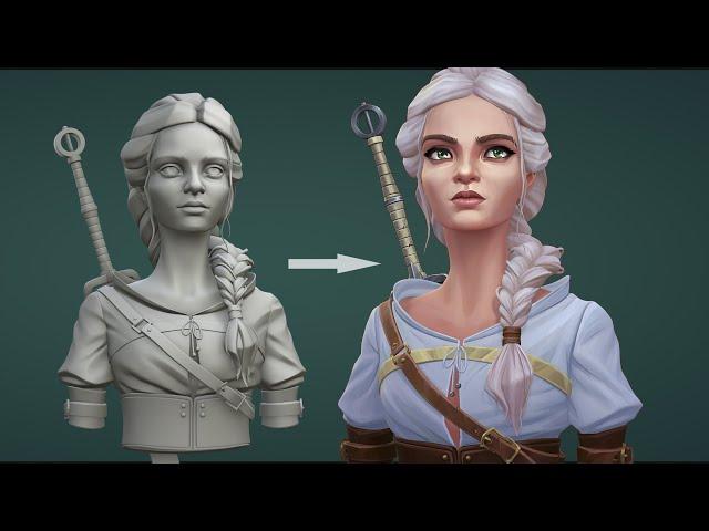 Ciri fan art - texturing process