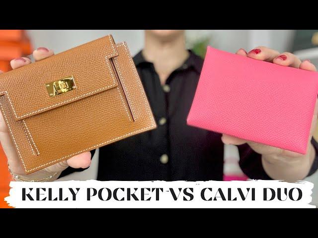 HERMES KELLY POCKET COMPACT VS CALVI DUO  Wear & Tear Review, Comparison & MY FAVORITE 