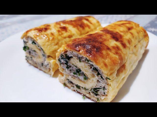 Сытный СЫРНЫЙ РУЛЕТ с куриным фаршем!