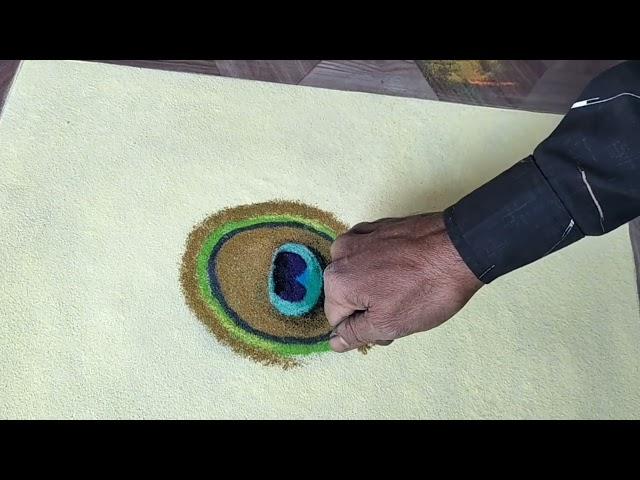 Very Easy Peacock Feather Rangoli Design Full Tutorial