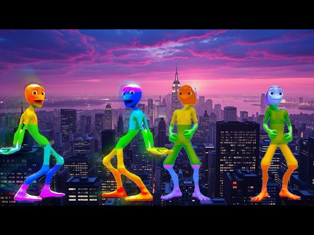 Gotham Rooftop Dance-Off: Rainbow Alien Showdown!