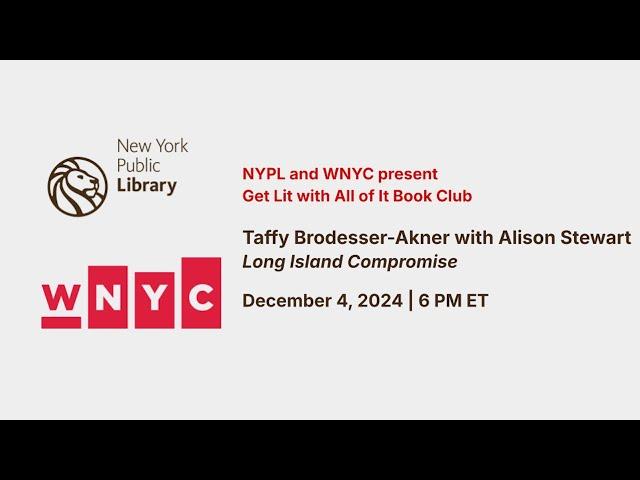 Get Lit December Book Club: Taffy Brodesser-Akner featuring musical guest Suzanne Vega.