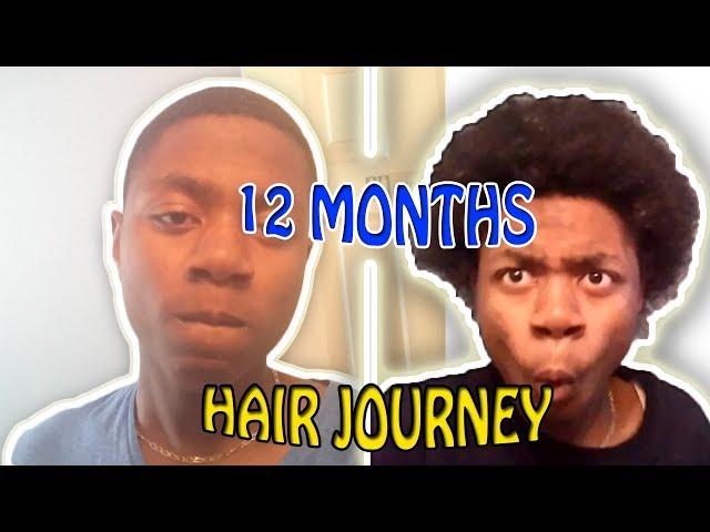 1 Year hair growth| Natural Hair| Hair Journey| Black Men Afro Journey| Time Lapse + Footage