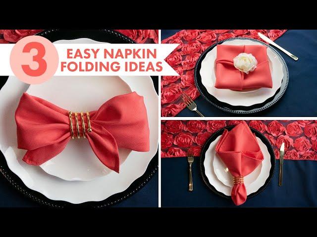 3 EASY Napkin Folding Ideas | Living Coral Place Settings | BalsaCircle.com