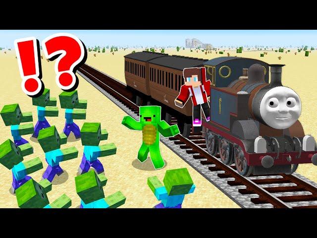 JJ and Mikey in Zombie Apocalypse Train CHALLENGE in Minecraft / Maizen Minecraft