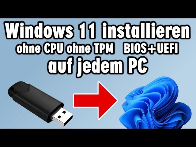 Windows 11 installieren auf jedem PC ohne CPU ohne TPM - Bios und UEFI - Rufus Tool - Deutsch