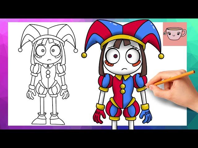 How To Draw Pomni from The Amazing Digital Circus | Cute Easy Drawing Tutorial