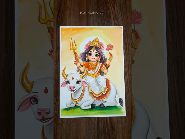 Cute Maa Durga drawing ,  DAY 8 Mahagauri maa drawing #drawing #painting