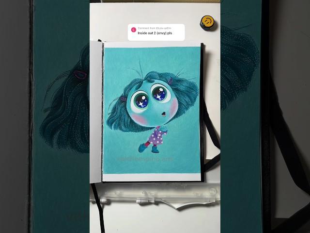 ASMR Drawing Envy from Inside out 2 #sketchbook #asmrart #disneyart