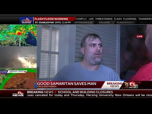 New Orleans man uses hammer to rescue driver who nearly drowned in flood waters