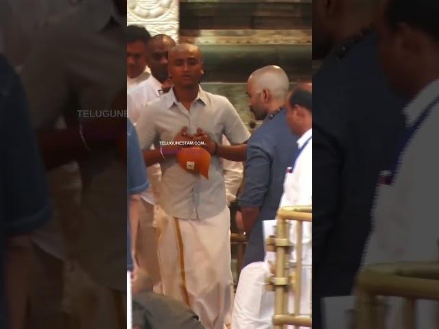 Actor Dhanush And His Sons In Tirumala Temple