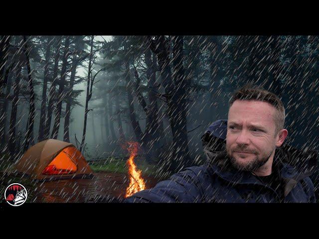 Dark and Gloomy Rain Camp in the Remote Mountains - ASMR Camping Adventure