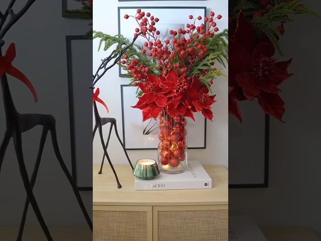 DIY Festive Christmas Centerpiece | Elegant Red Holiday Decor Idea