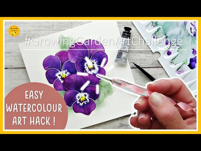 WATERCOLOUR Pansy TUTORIAL #GrowingGardenArtChallenge | Easy Art Hack (2020)