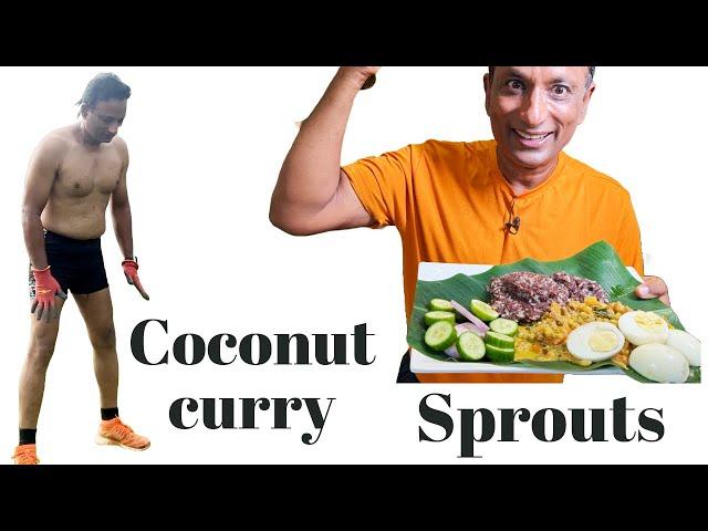 Coconut curry with sprouts along with ragi Mudda Power Packed Meal Nutrient-Rich Goodness