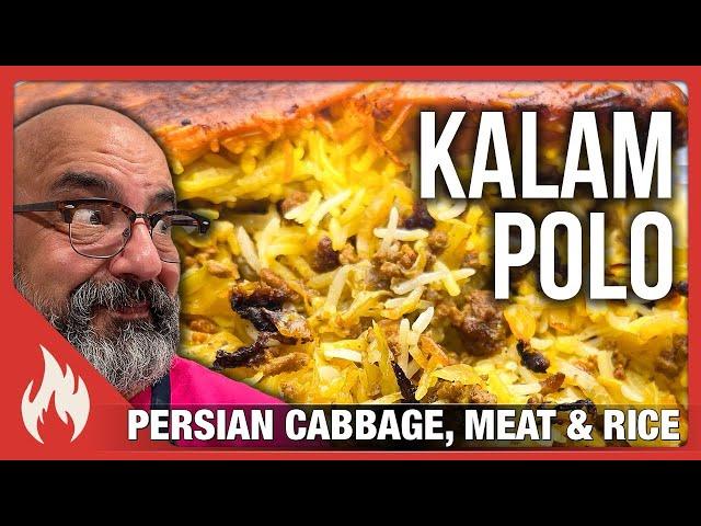 Kalam Polo (Persian Cabbage, Meat & Rice) کلم پلوی زعفرانی اصیل تهرانی