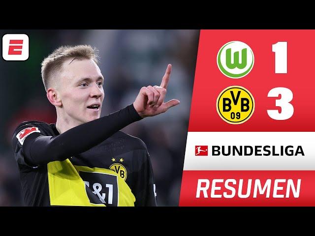 DORTMUND GOLEÓ 3-1 al Wolfsburg y se acerca a puestos de CHAMPIONS en la BUNDESLIGA | RESUMEN