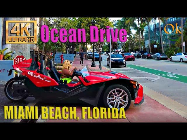 4K  Ocean Drive and Collins Avenue MIAMI Beach Florida USA 2022 -Morning Walk