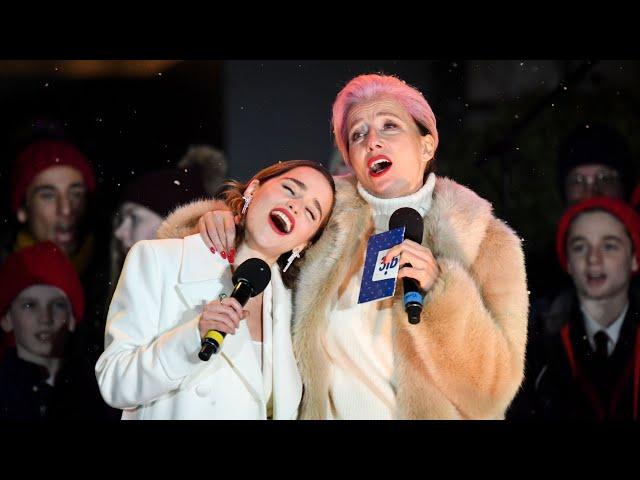 Emilia Clarke and Emma Thompson Sing 'Last Christmas' At The Covent Garden Light Switch On!