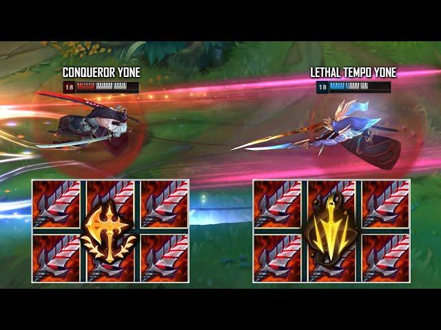 LETHAL TEMPO YONE vs CONQUEROR YONE FIGHTS! WHICH RUNE IS BETTER?