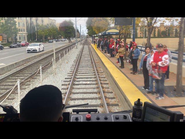 VTA Light Rail 49er’s Special Event Train (Santa Teresa-Great America) [CAB VIEW]