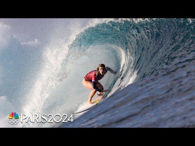 Caroline Marks shreds her way to surfing SFs, Carissa Moore bounced | Paris Olympics | NBC Sports