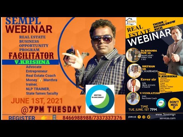 REAL ESTATE WEBINAR||SEMPL||BUSINESS OPPORTUNITY||KRISHNA's ENTREPRENEUR ACADEMY