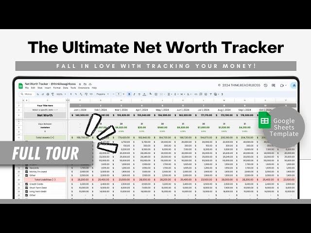 Net Worth Tracker FULL TOUR - Google Sheets Spreadsheet - An easy way to keep track of your money