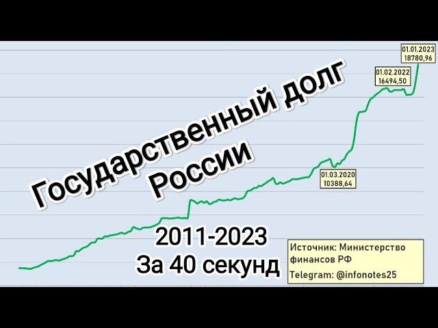 Государственный долг России 2011-2023 за 40 секунд #экономика #госдолг #economy #экономикароссии