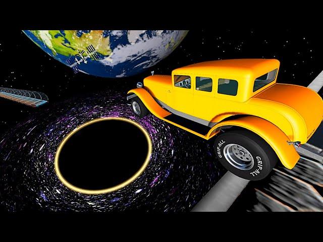 Beamng drive - Open Bridge Crashes over Black Hole in Space