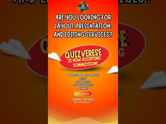 QUIZVERSE | LAYOUT, PRESENTATION, AND EDITING SERVICES