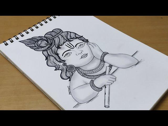 How to draw easy Mandala art of Lord Krishna | Happy Janmashtami | Zentangle Doodle art | Quick draw