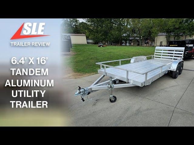 6.4' x 16' All Aluminum Utility Trailer Dual Axle Straight Deck