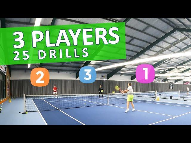 25 Tennis Drills For 3 Players  Great Practice ▶ Exercises & Games / Compilation