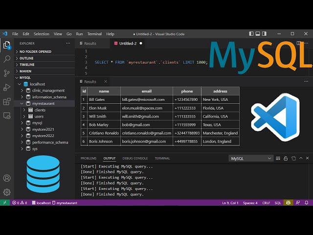 Connect to MySQL Database and Run SQL Queries Using Visual Studio Code (2022) and MySQL Extension