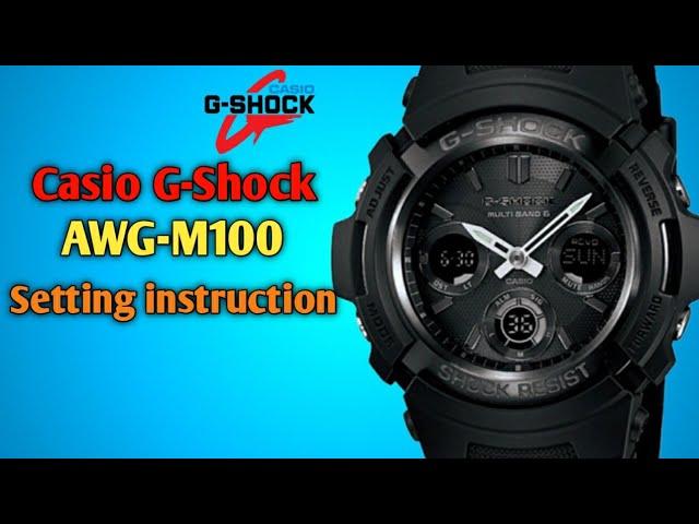 Casio G-Shock AWG-M100 setting instruction.TrendWatchLab.Time,World Time,Stopwatch,Alarm & Timer set