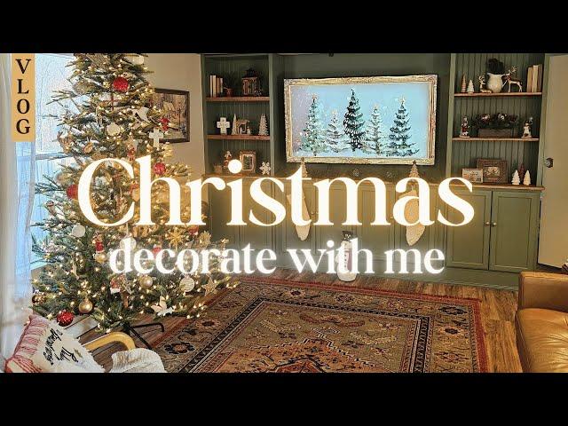 Decorating my living room for Christmas | Christmas 2024 mobile home decorating | #littleblessednest