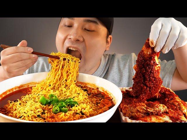 Craving Spicy Food Day! Fire Devil Ramen & Extra Hot Kimchi Mukbang~!! Real Sound ASMR Social